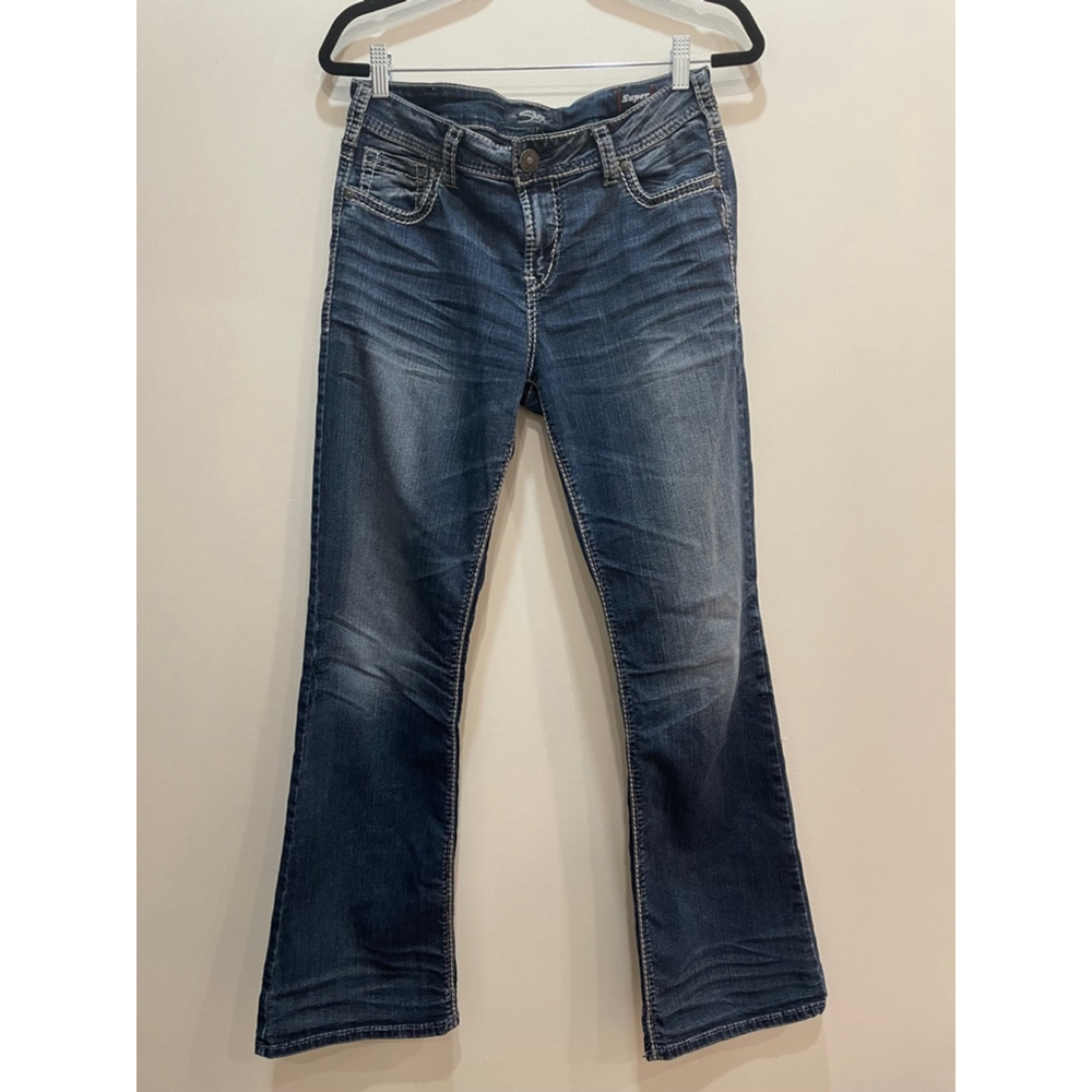 Silver Jeans Suki High Bootcut Jeans Stretch 31 x 31 Dark Wash Y2K Contrast
